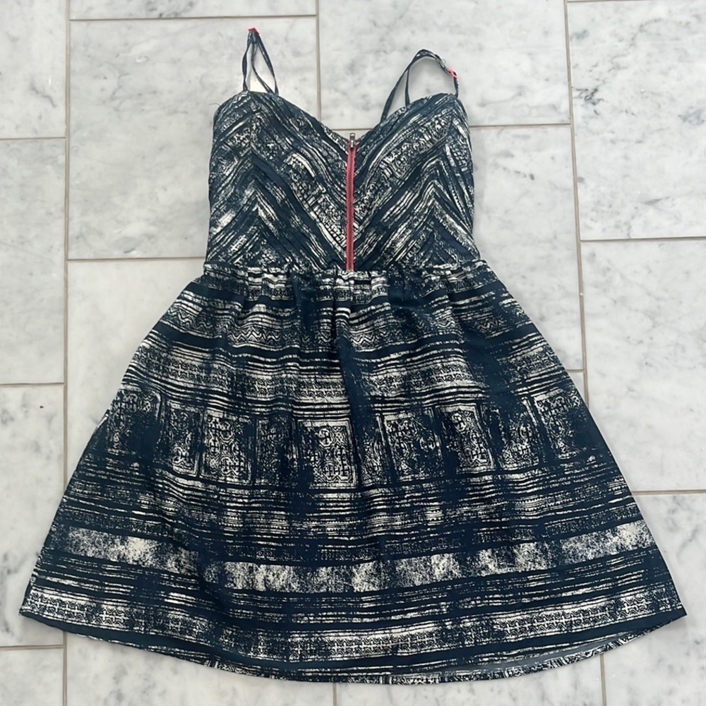 Roxy Navy and White Patterned Mini Dress